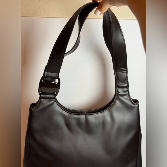 Salvatore Ferragamo Brown Matte Leather Shoulder Bag - Picture 2 of 14